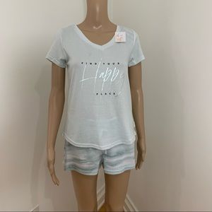 LAST ONE - New Danskin Women's 2 Piece Tee and Shorts PJs Set Size Medium